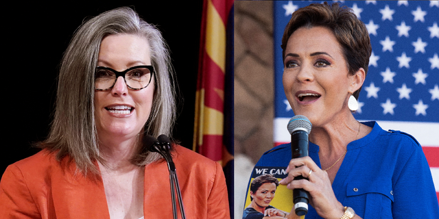 Arizona gubernatorial candidates Katie Hobbs, left, and Kari Lake, right, stump ahead of their showdown next month.