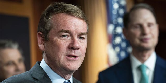 Sen. Michael Bennet, a Democrat from Colorado, speaks during a news conference at the U.S. Capitol in Washington, D.C., July 15, 2021.