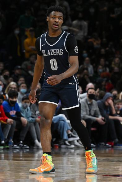 Bronny James #0 of Sierra Canyon HS during the game against the Glenbard West HS at Wintrust Arena on Feb. 5, 2022 in Chicago, Illinois.