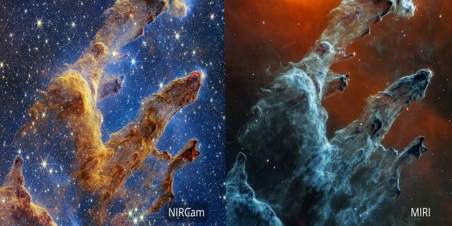 NASA’s James Webb Space Telescope’s mid-infrared view of the Pillars of Creation 
