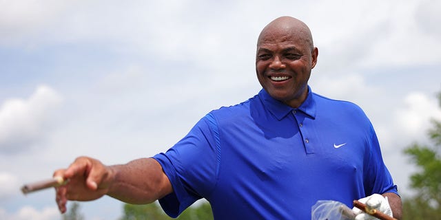 Charles Barkley with cigars on the seventh hole during the pro-am prior to the LIV Golf Invitational - Bedminster at Trump National Golf Club Bedminster on July 28, 2022, in Bedminster, New Jersey. 