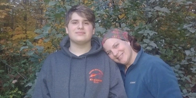 Collin Suriano and his mother, Melissa Suriano, of Mesick, Michigan.