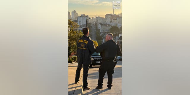 Secret Service is seen outside the home of Nancy and Paul Pelosi where Paul was the victim of a violent home invasion, Friday, Oct. 28, 2022.