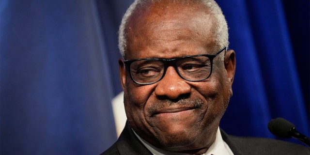 Justice Clarence Thomas speaks at the Heritage Foundation on Oct. 21, 2021, in Washington, DC. 
