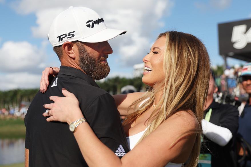 The longtime couple, who tied the knot in April, embraces on the 18th green at Trump National Doral Miami on Sunday, Oct. 30, 2022.