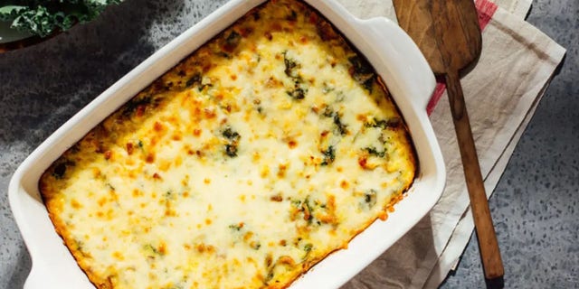 Kale and Bacon Hash Brown Casserole, prepared by Magnolia co-founder Joanna Gaines.