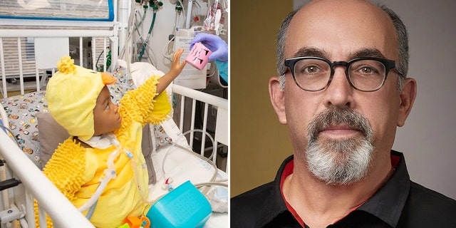 A hospitalized child enjoys Halloween in costume (left), and CEO of Spirit Halloween Steven Silverstein (right), who shared details of his company's program with Fox News Digital.