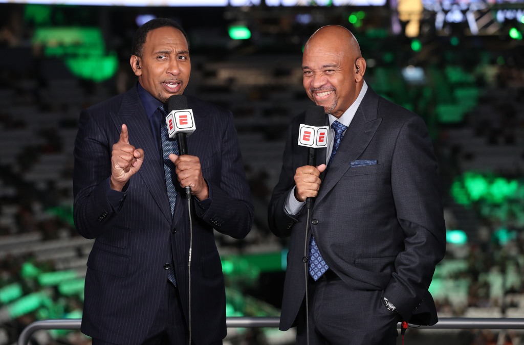 NBA TV Analysts Stephen A. Smith and Michael Wilbon previews the game between the Phoenix Suns and the Milwaukee Bucks during Game Six of the 2021 NBA Finals on July 20, 2021 at Fiserv Forum in Milwaukee, Wisconsin.